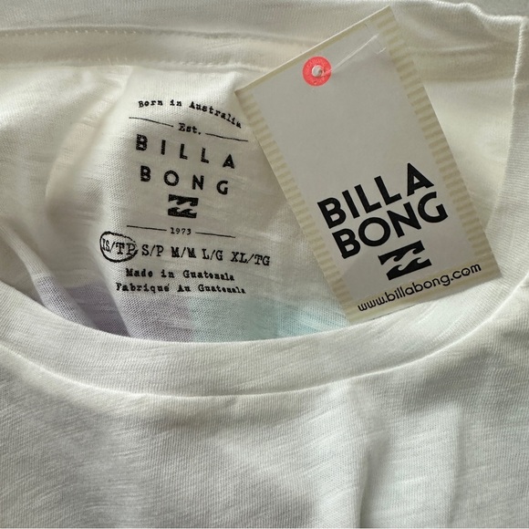 Billabong White Multicolor Graphic Short Sleeve Cotton Tee Size XS - Picture 6 of 9